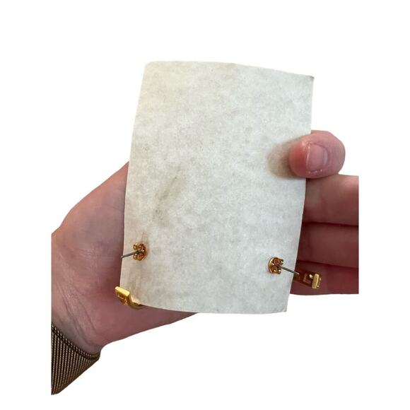 Costume Gold Greek Key Style Hoops Earrings - Picture 4 of 5